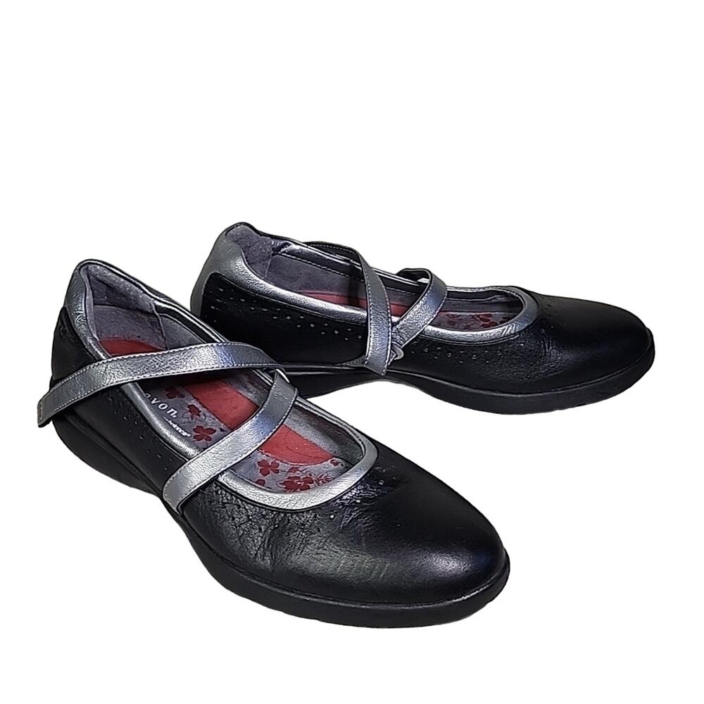 Aravon by New Balance Black and Silver Mary Jane Flats